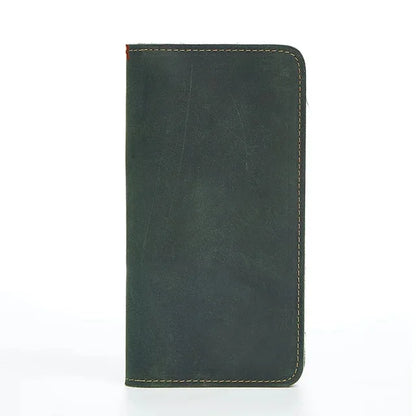 's Genuine Leather Wallet Coin Purse Vintage Long Men Wallets Perse Solid Card Holder Carteira Hombre for Male Fashion
