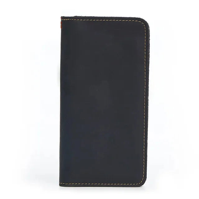 's Genuine Leather Wallet Coin Purse Vintage Long Men Wallets Perse Solid Card Holder Carteira Hombre for Male Fashion