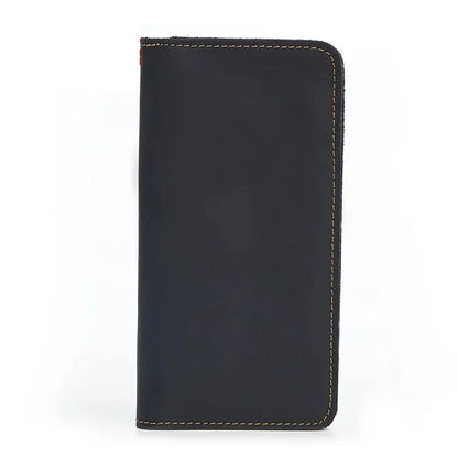 's Genuine Leather Wallet Coin Purse Vintage Long Men Wallets Perse Solid Card Holder Carteira Hombre for Male Fashion