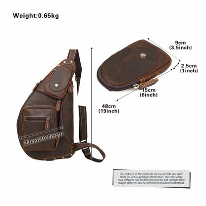Vintage Men's Real Leather Shoulder Bag Sling Bag Chest Pack One Strap Backpack