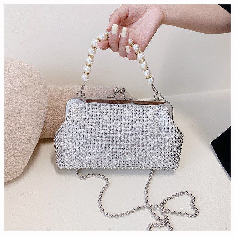 Shell Purse 19*22*13*6cm Crossbody Bag Small Kiss Lock Handbag Synthetic Leather