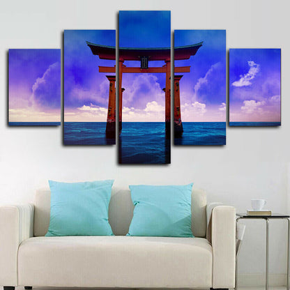 Japanese Torii Gate 5 Panel Canvas Print Wall Art Poster Home Decoration
