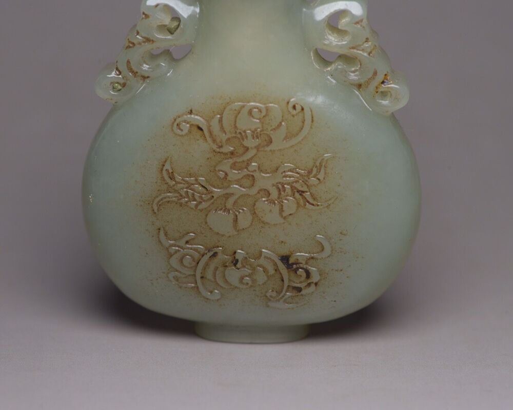 Vintage Chinese Hetian Jade Snuff Bottle Carving Figure Story Statue Gift Rare