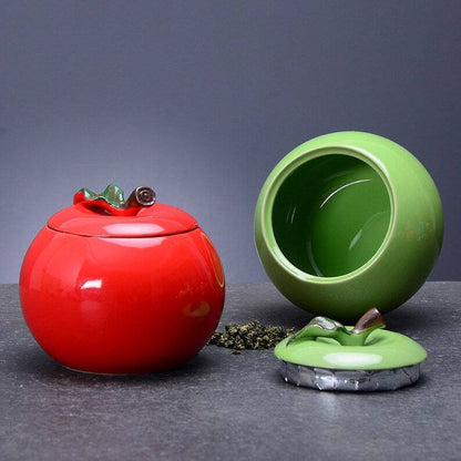 Ceramic Apple Tea Canister|Kitchen Containers