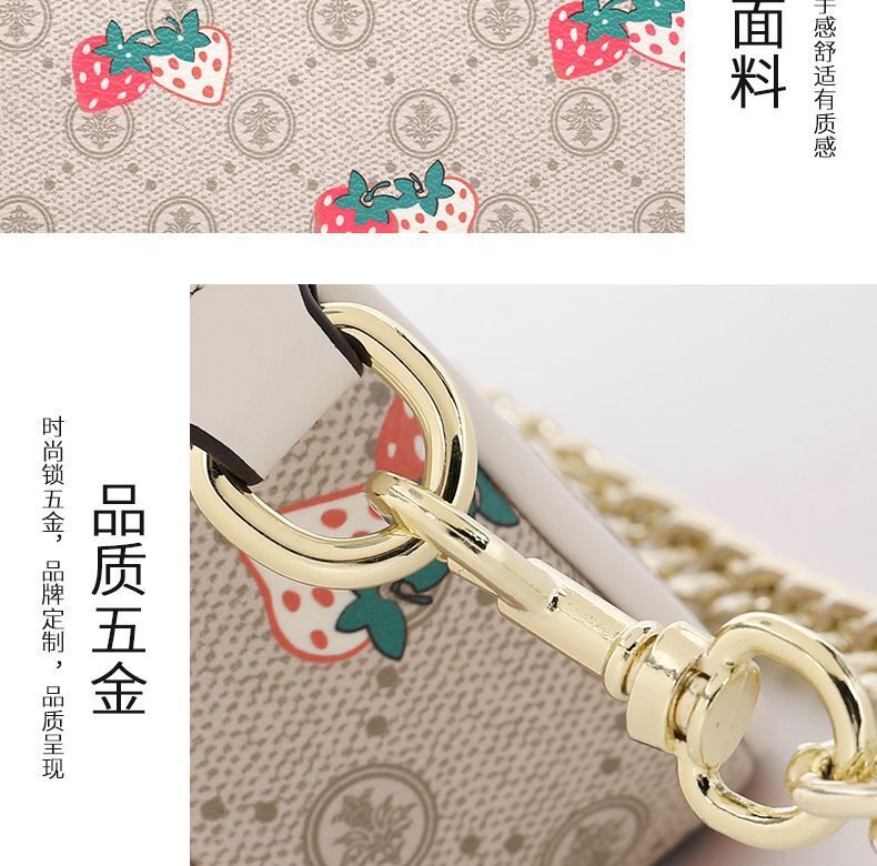 Mini Shoulder Bag Half Moon Underarm Pouch Strawberry Purse 20*5*12 CM Polyester