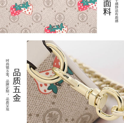 Mini Shoulder Bag Half Moon Underarm Pouch Strawberry Purse 20*5*12 CM Polyester