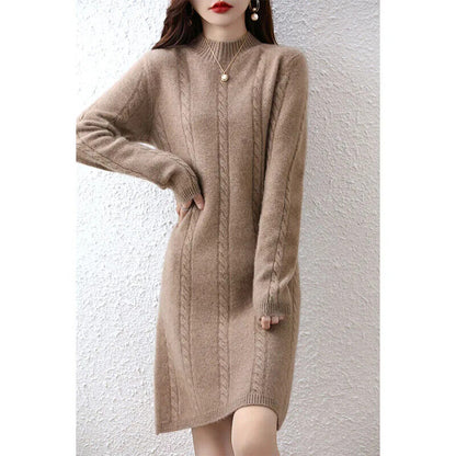 Women's Sweater Knitted Dresses Wool Ladie Dress Winter Pullovers Casual Skirts