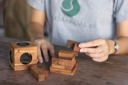 Handmade Wooden Puzzle for Adults Cube 3D Brain Teaser Game Desk Decoration