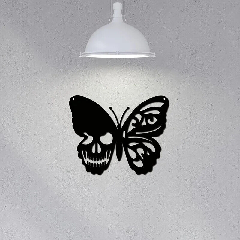 Skull Butterfly Metal Wall Art Decoration Wall Hanging Sign Iron Wall Art