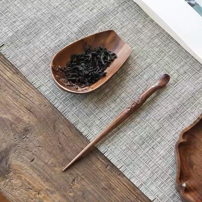 Walnut Wood Tea Spoon Handmade Plum Blossom Tea Scoop Tea Accessories