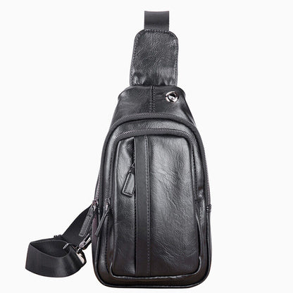 Men's Sling Backpack Faux Leather Crossbody Chest Bags Casual Daypack Sport Bags