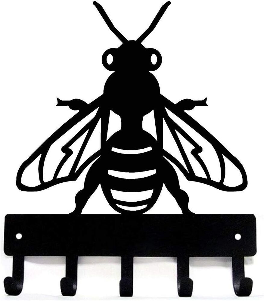 Honey Bee Key Rack Hanger - 6 inch Wide Metal Wall Art