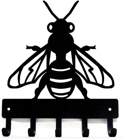 Honey Bee Key Rack Hanger - 6 inch Wide Metal Wall Art