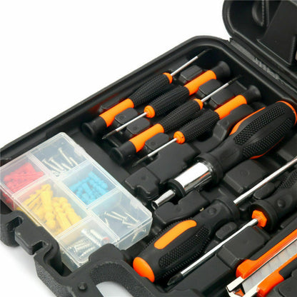 100PCS Household Tools Home Screwdrivers Hammer Pliers Repair Set With Box