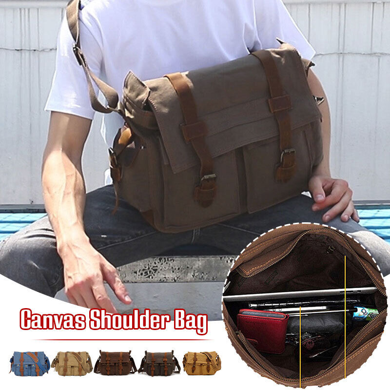 Men Canvas Shoulder bag Satchel School Shoulder Messenger Bag Postman Corss Body