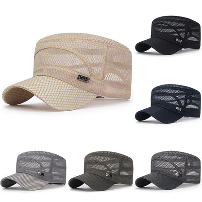 Trucker Hat Mesh Baseball Snapback Cap Adjustable Flat Visor Plain Hip Hop Mens