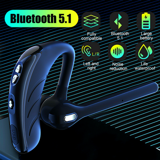 Wireless Bluetooth 5.0 Earpiece Noise Cancelling Headset Driving Trucker Earbuds