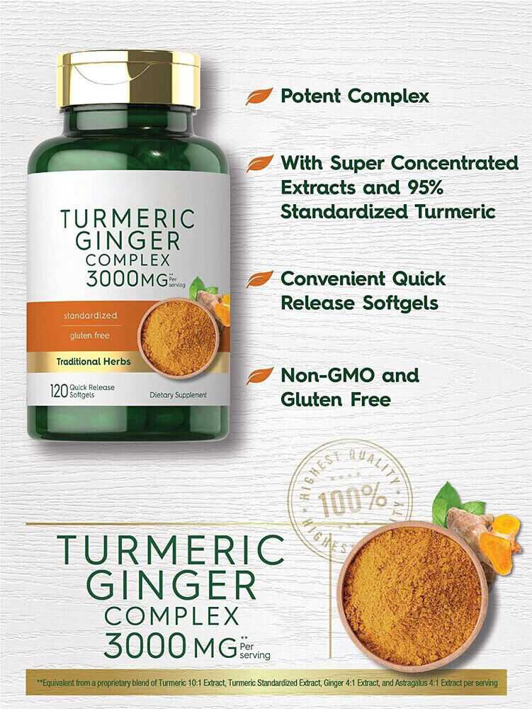 Ginger Complex 3000mg | 120 Softgels | by Carlyle Turmeric Curcumin &