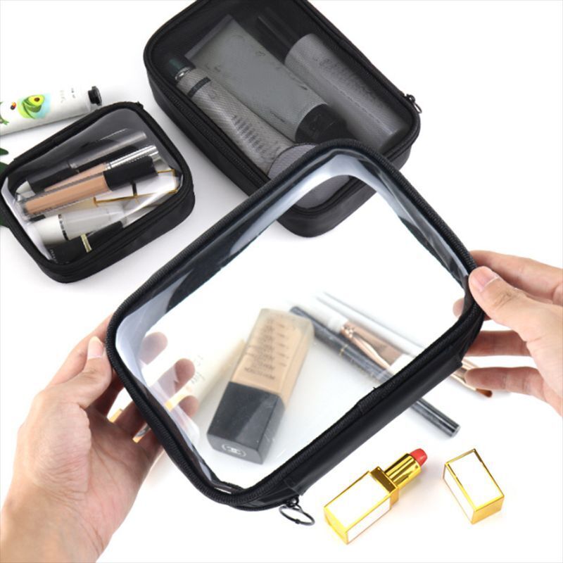 Black Transparent Traveling Cosmetic Bag Waterproof Makeup Storage Cosmetic Bags