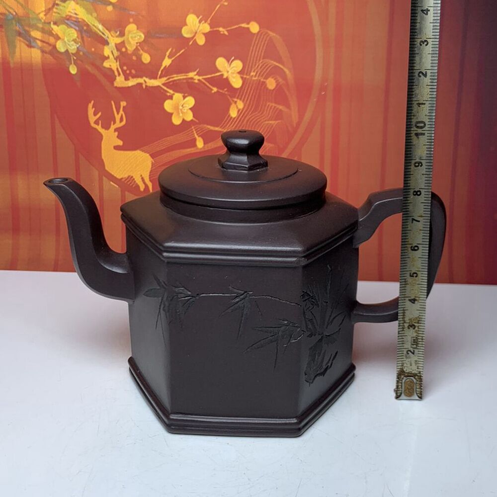 Vintage China Yixing Purple Clay Teapot Zisha Ceremony Bamboo Teaware Collection