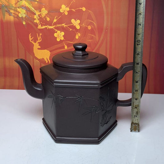 Vintage China Yixing Purple Clay Teapot Zisha Ceremony Bamboo Teaware Collection