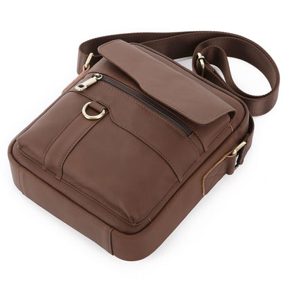 100% Genuine Leather Men's Sling Shoulder Bag Messenger Bag 8" Handbag Crossbody
