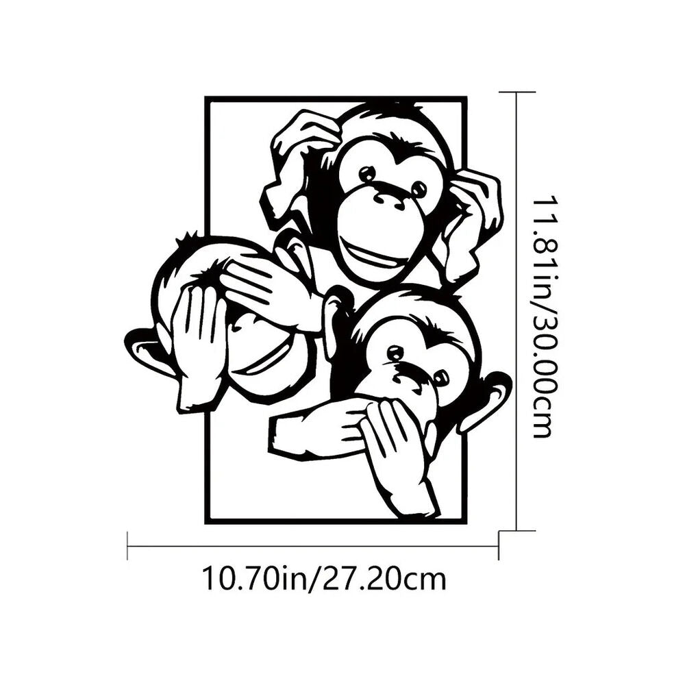 Three Big Mouth Monkeys Metal Wall Decor, Modern Wall Decor Bedroom Decor