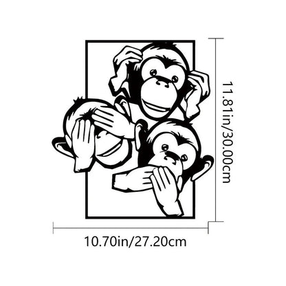 Three Big Mouth Monkeys Metal Wall Decor, Modern Wall Decor Bedroom Decor