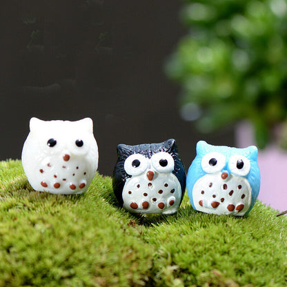 Night Owl Figures Miniature Figurine Mini Garden Aquarium Statue Craft 2 Pcs/Set