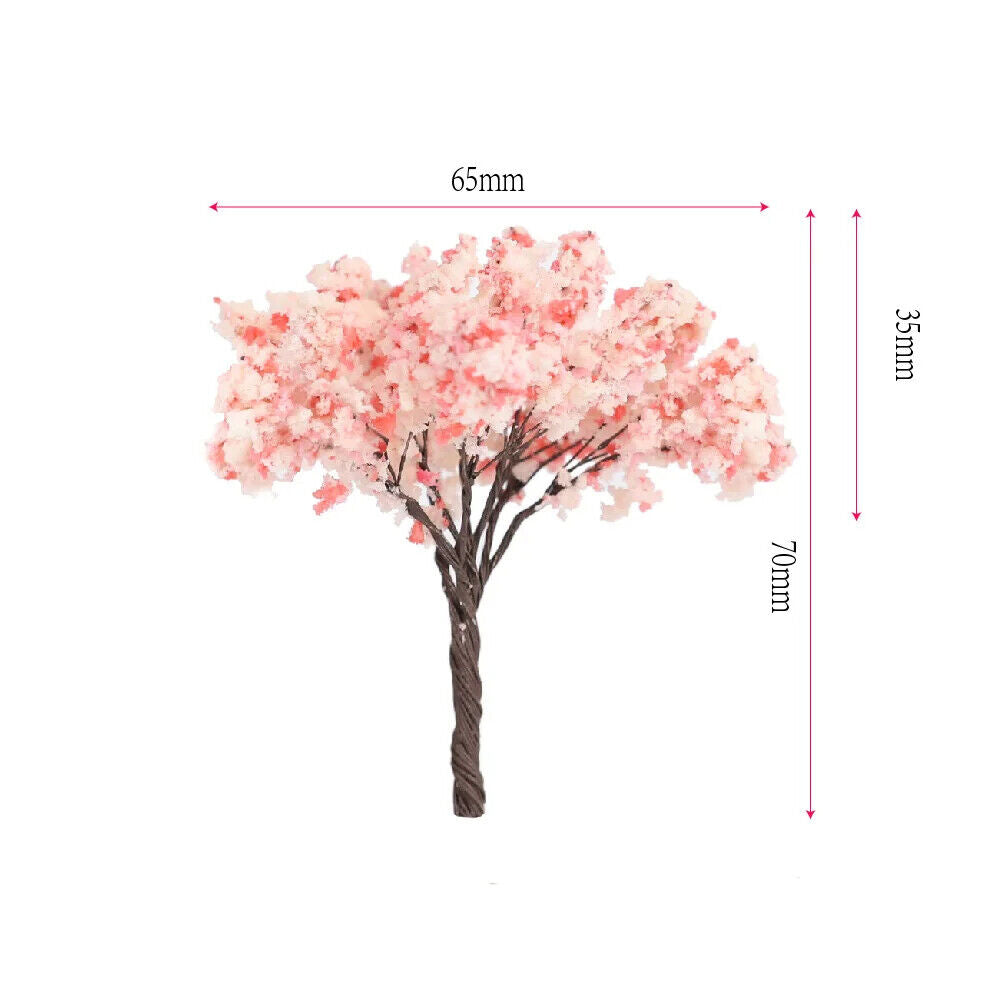 Miniature Cherry Flower Trees Model 65mm Plant Diorama Sand Table Layout 5-10Pcs