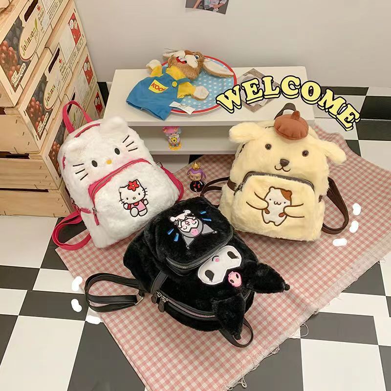 Plush Toy Bag Cartoon Doll Kuromi Hellokitty Doll Backpack