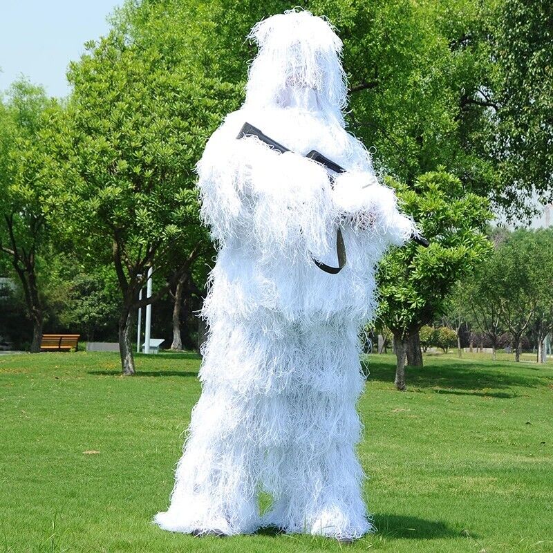 Men White Ghillie Suits Synthetic Fiber Yowie Sniper Tactical Hunting Clothing