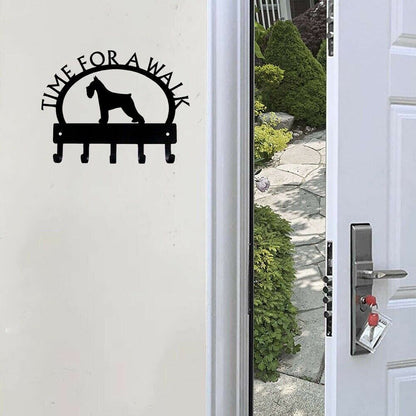 Miniature Schnauzer Time for A Walk Key Rack Wall Mounted Hook Up Key Hanger