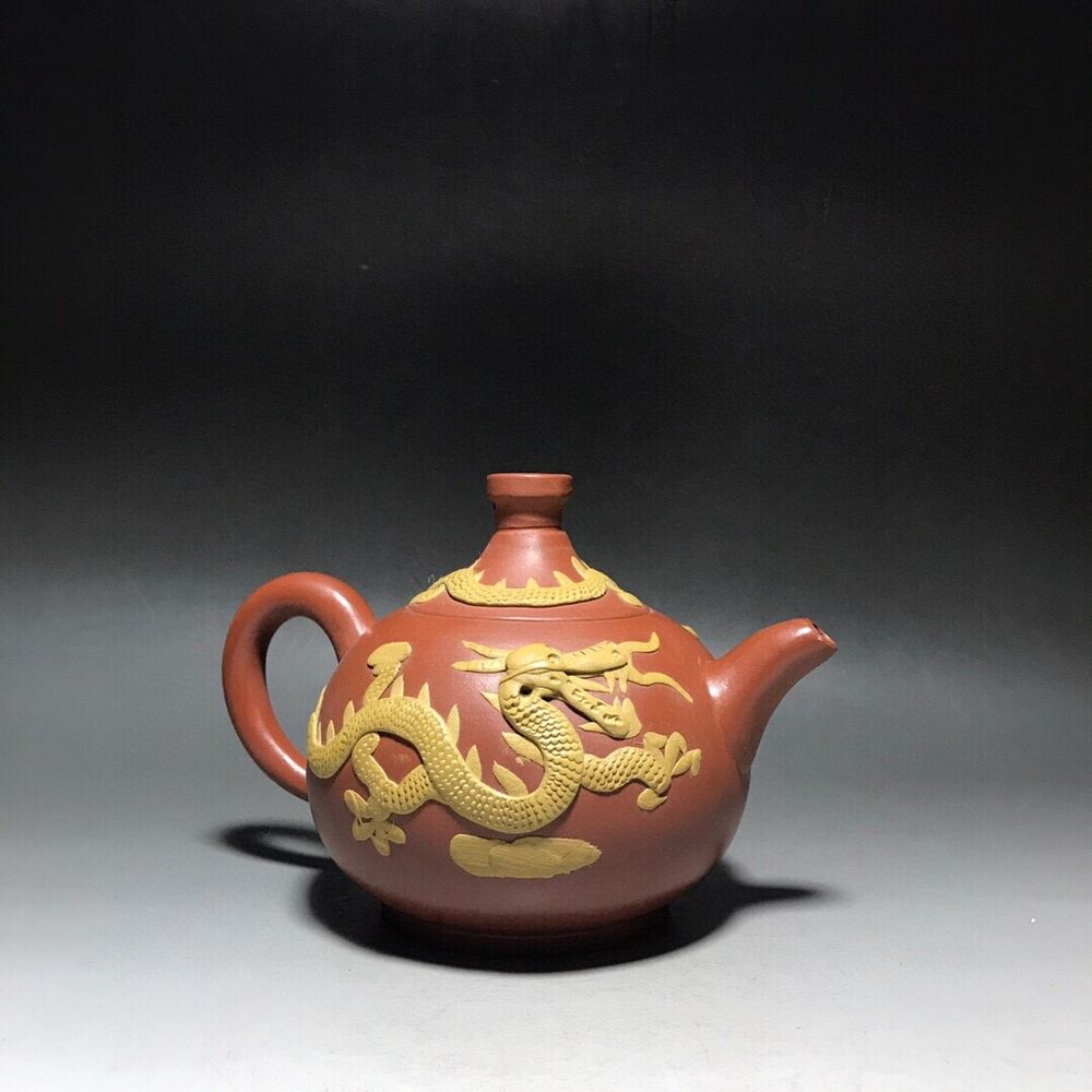 vintage chinese yixing purple clay teapot zisha ceremony carving Collectible art