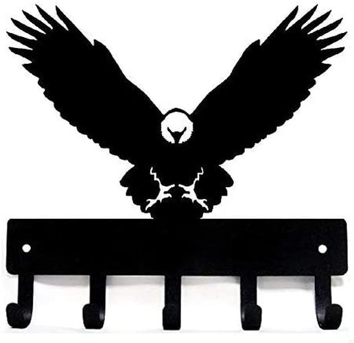 Eagle Bird Key Rack Hanger - 6 Inch Wide/9 Inch Wide Metal Wall Art