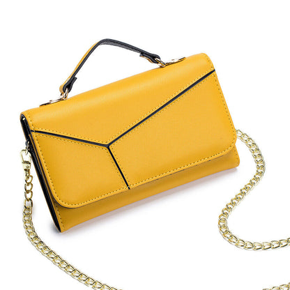 Cow Leather Women's Chain Shoulder Bag, Simple Handbags, Clutch Purse Wallets