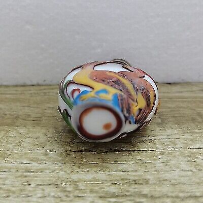 vintage carved painted peking glass bird charms cranes red white snuff bottle