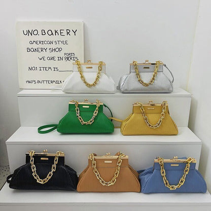 Handbag With Thick Chain Handle Shoulder Bag Women Clutch Purses Crossbody Bag