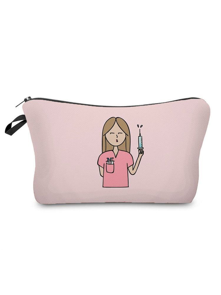 Double Sided Printed Cosmetic Organizer Bag Storage Practical Makeup Bag Handbag