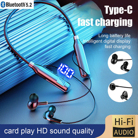 Sweatproof Neckband Headset Wireless Bluetooth Bendable Sport Headphones Earbuds