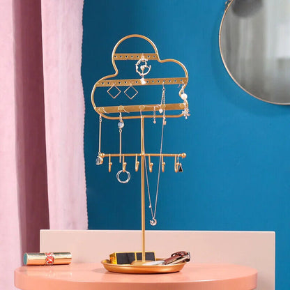 Jewelry Display Stand Metal Birdcage Cloud Wall Earrings Necklace Storage Holder