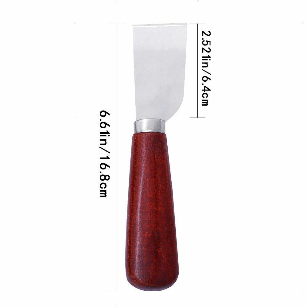 Professional Leather Cutting Knife Wooden Handle 16.5x3.5cm Skiving Leathercraft