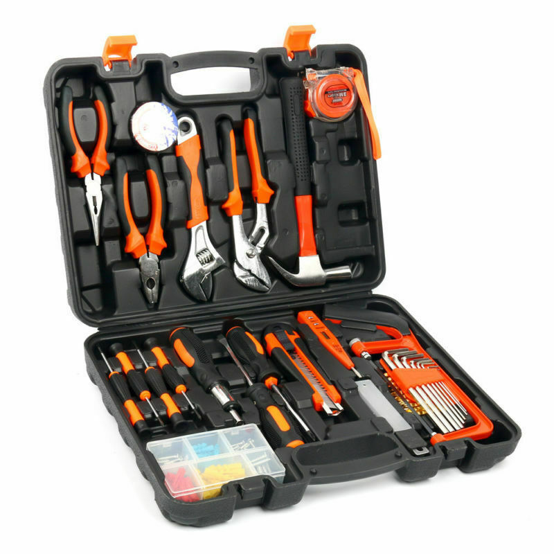 100PCS Household Tools Home Screwdrivers Hammer Pliers Repair Set With Box