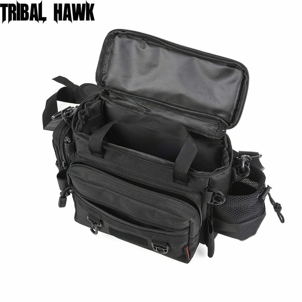 Multifunctional Fishing Tackle Shoulder Bag Hiking Waist Pack with Bottle Pouch