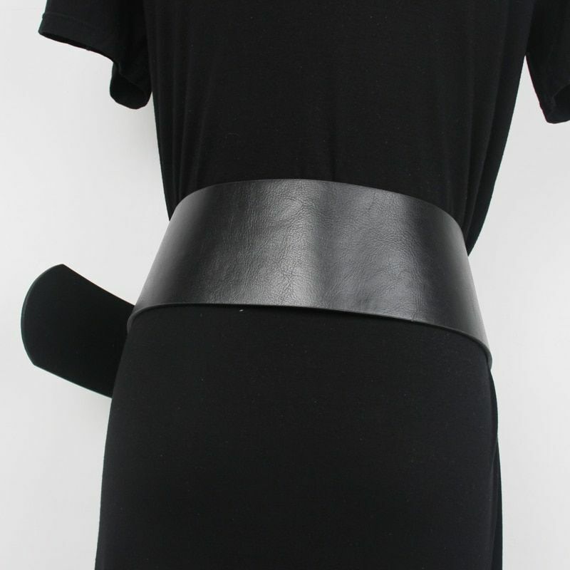 Women Vintage Waist Belts Metal Buckle Luxury Dress Wide PU Waistbands 111x7.8cm