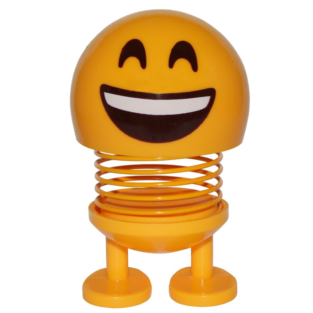 4-inch Smiley Face Bobblehead with Adhesive Feet for Mounting in Car, Cute Mini