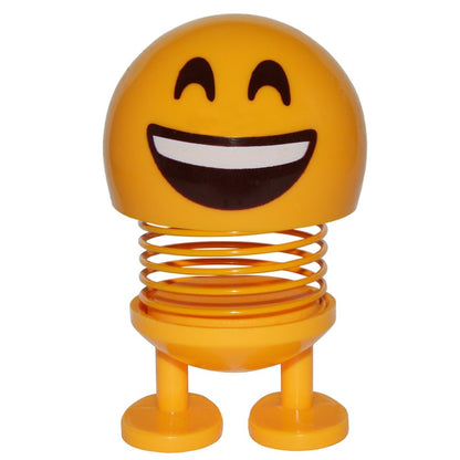 4-inch Smiley Face Bobblehead with Adhesive Feet for Mounting in Car, Cute Mini