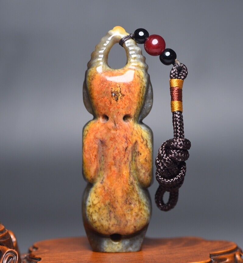 Collections Chinese Old Hetian Jade Hand Carved Exquisite Statue Unique Figurine