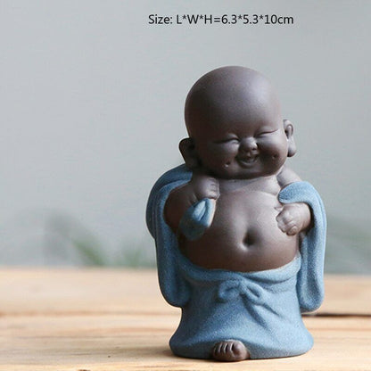 Happy Maitreya Buddha Tea Pet 1Pc Tea Favor Teahouse Ornament Ceramic Home Decor