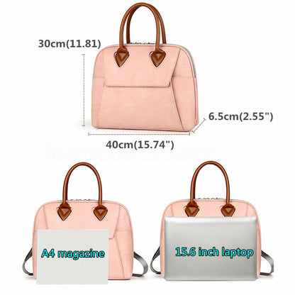 15.6“ Womens Girl Laptop Leather Bag Briefcase Work Bag Large Office Handbag